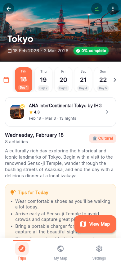 EVORI Tokyo itinerary